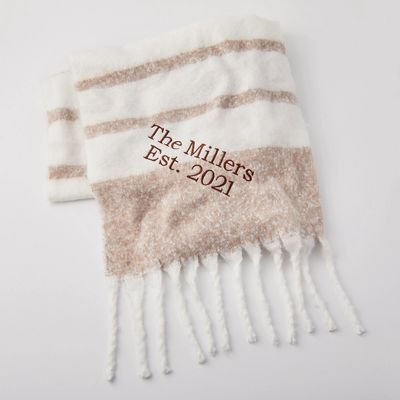 Personalized Brown Stripe Embroidered Throw Blanket