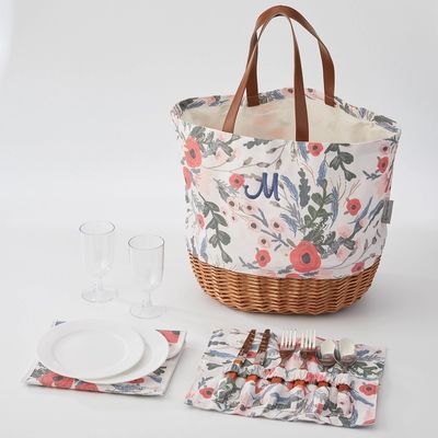 Personalized Floral Picnic Tote