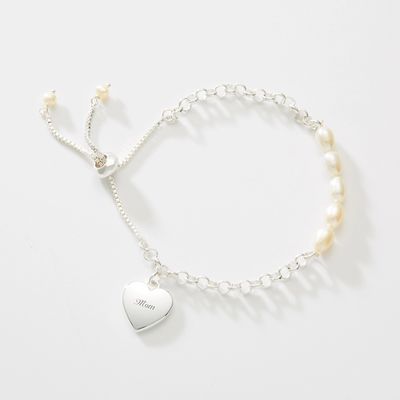 Silver Freshwater Pearl Bolo Bracelet