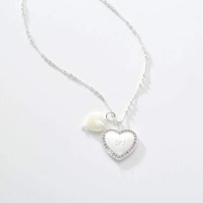 Silver Mother Of Pearl Heart Necklace