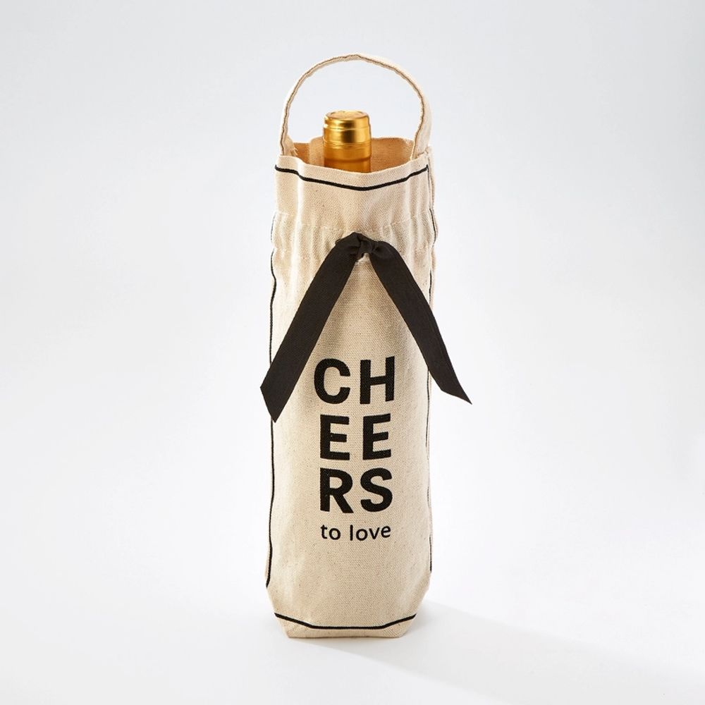 Cheers To Love Canvas Wine Bag