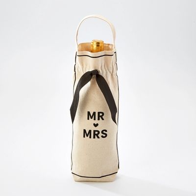 Mr and Mrs Canvas Wine Bag