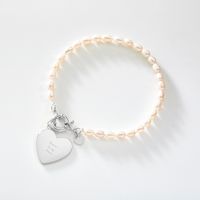 Sterling Silver Freshwater Pearl Heart Bracelet