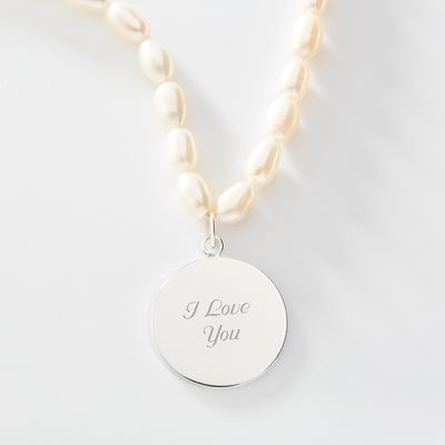 Sterling Silver Pearl Circle Necklace