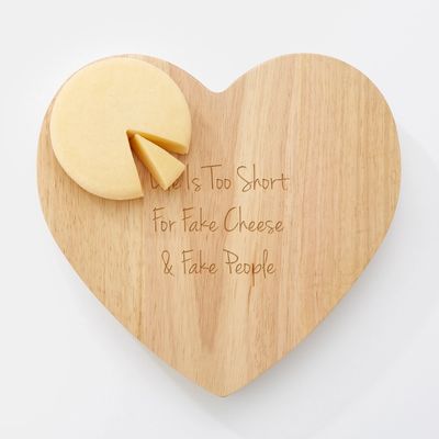 Wood Heart Cheese Board and Knife Set