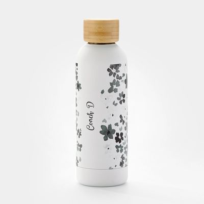 Black Ditzy Floral Stainless Steel Water Bottle