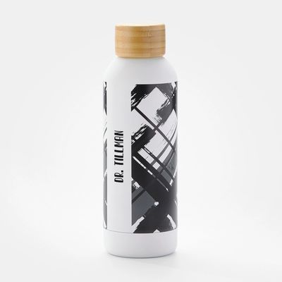 Black Plaid Stainless Steel Water Bottle