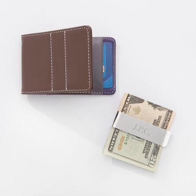 Brown Vegan Leather Wallet and Money Clip