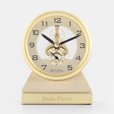 Bulova Golden Eye Skeleton Movement Table Clock