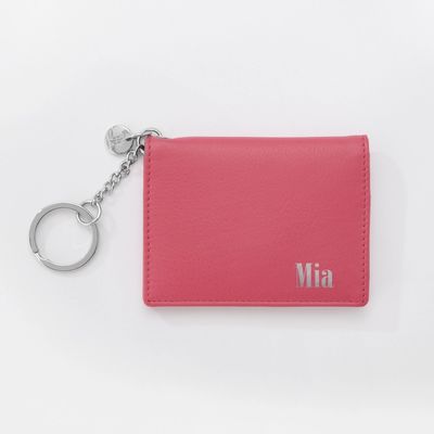 Pink Leather Key Ring Wallet