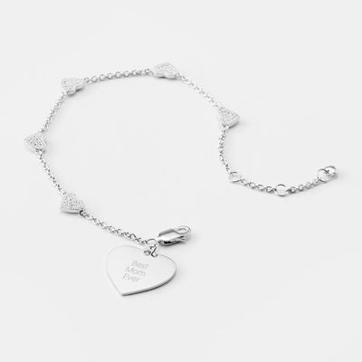 Sterling Silver Best Mom Heart Bracelet