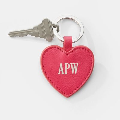 Pink Heart Leather Key Chain