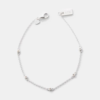 Sterling Silver 5 Diamond Chain Bracelet