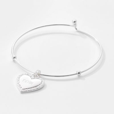 Women's Silver Scroll Border Heart Bracelet