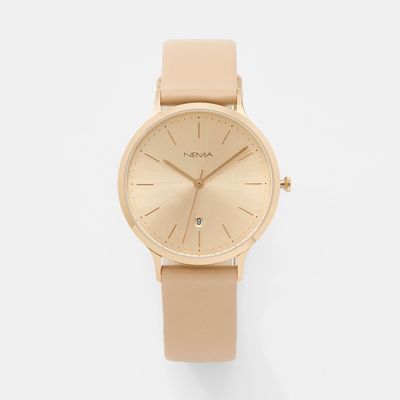 NEMA Women's ARLO Pink Leather Strap and Rose Gold Watch