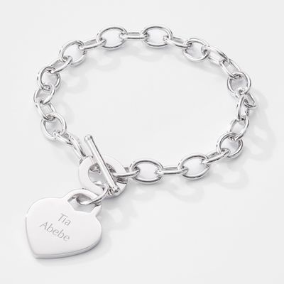 Sterling Silver Heart Toggle Bracelet