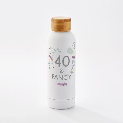 40 and Fancy White Stainless Steel Water Bottle