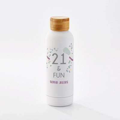 21 and Fun White Stainless Steel Water Bottle