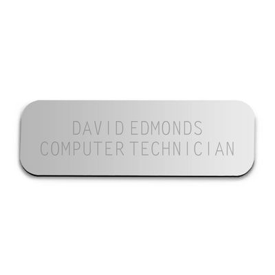1 x 3 Silver Plastic Name Badge
