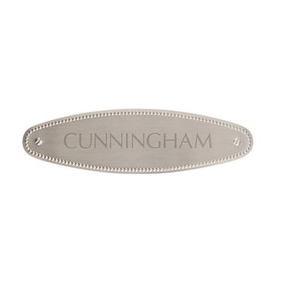 Silver Beaded Oval Name Plate