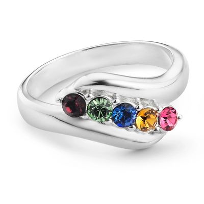 Sterling Mothers Birthstone Family Rings