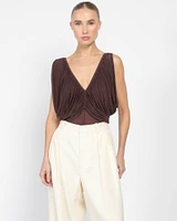 Ruched V-neck Bodysuit