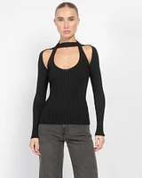 Long Sleeve Cut-Out Knit Top