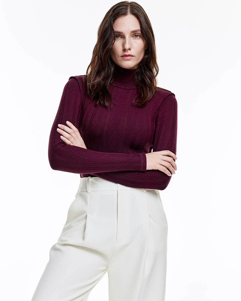 Pointelle Knit Turtleneck