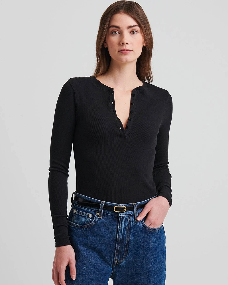 Long Sleeve Rib Henley