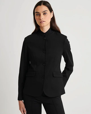 Ponte Collarless Single-Breasted Blazer