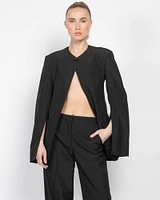 Collarless Jacket With Slits