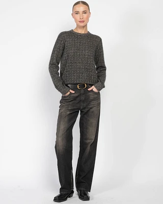 Mini Ribbed-Neckline Sweater