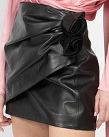 Draped Leather Mini Skirt