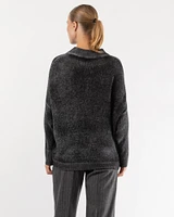 Mock Neck Brushed Silk Sweater