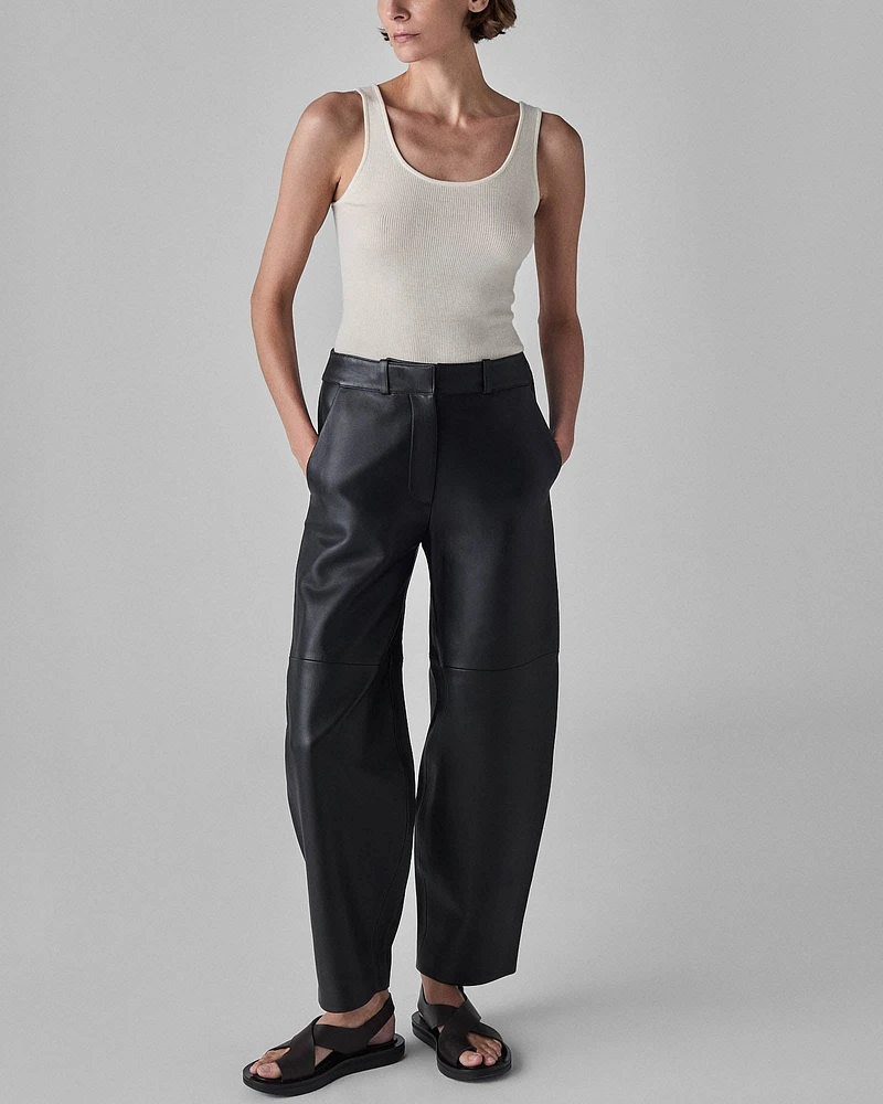 Lambskin Curve Seam Pants