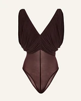 Ruched V-neck Bodysuit