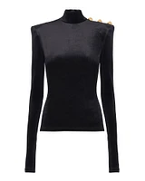 Long Sleeve Button High Neck Top