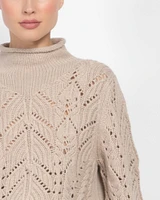 Knit Lace Turtleneck Sweater