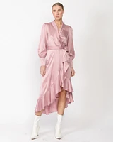 Silk Wrap Midi Dress