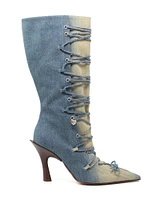 Denim Lace Up Boots