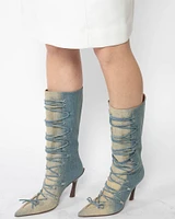 Denim Lace Up Boots