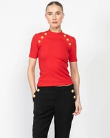 6 Button Stretch T-Shirt