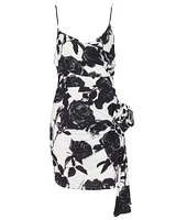 Rose Printed Drape Dress