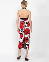 Halterneck Rose Print Dress