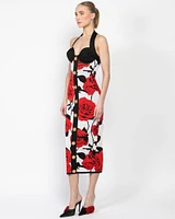 Halterneck Rose Print Dress