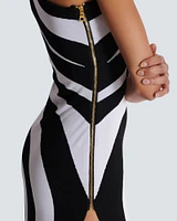 One Shoulder Stripe Long Dress