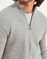 Ribbed Cashmere Zip Sweater