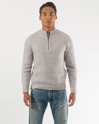 Rib 1/4 Zip Mock Neck Sweater