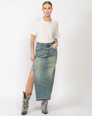 Side Slit Denim Skirt