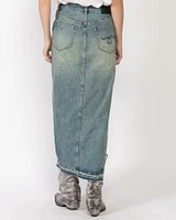 Side Slit Denim Skirt